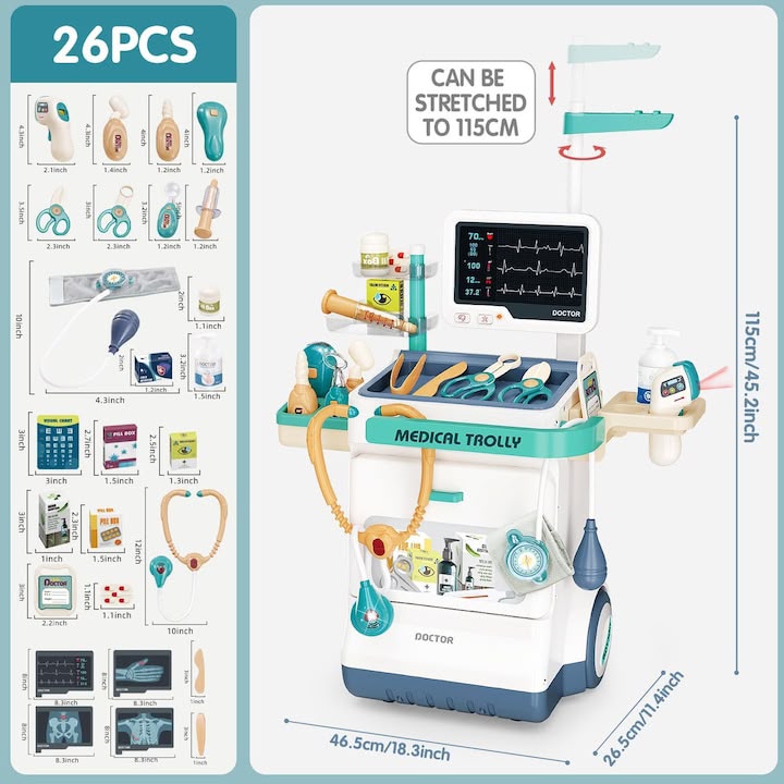Kids Medical Trolley Doctor Set