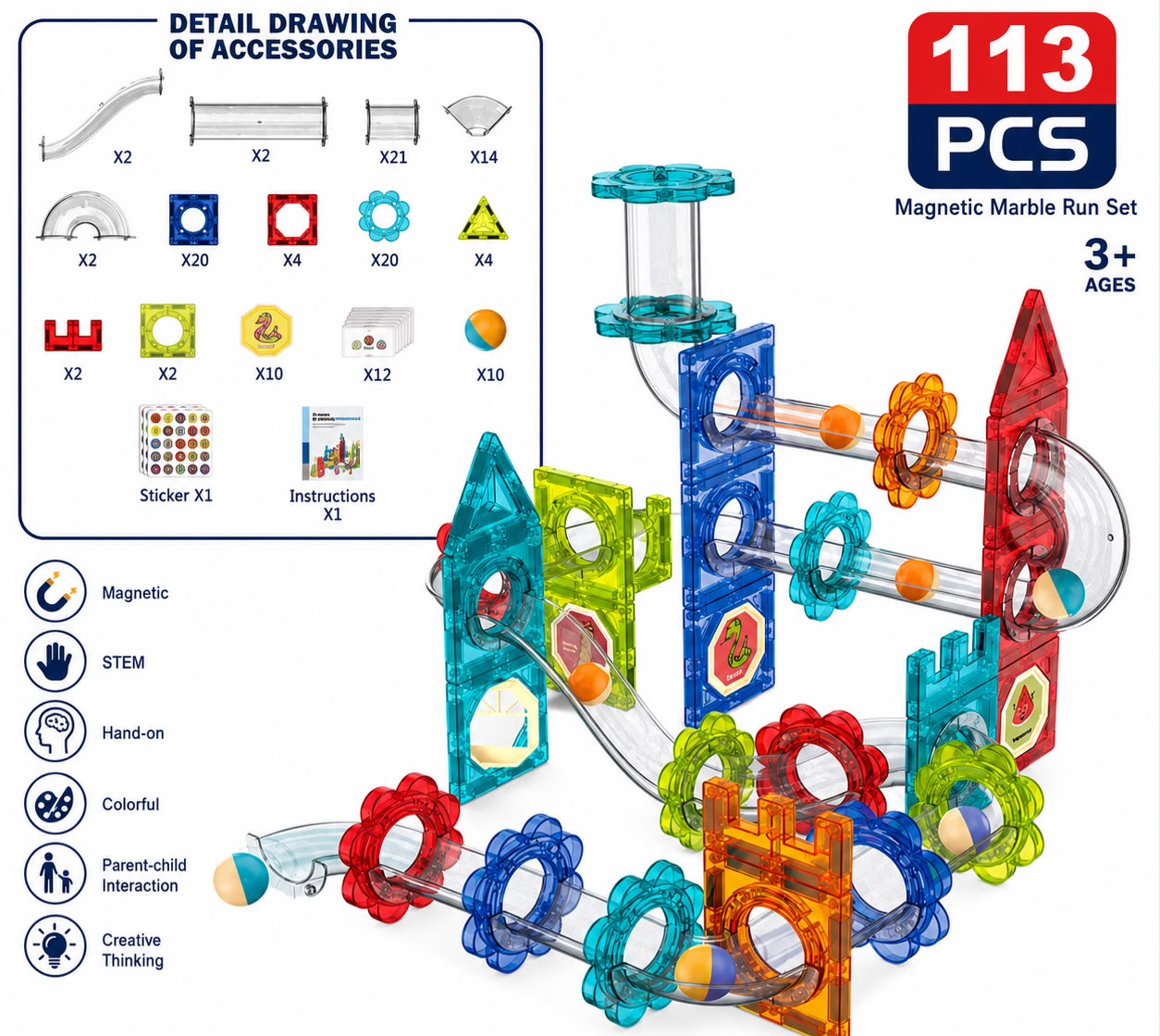 Magic Magnetic Blocks(Marble Run)
